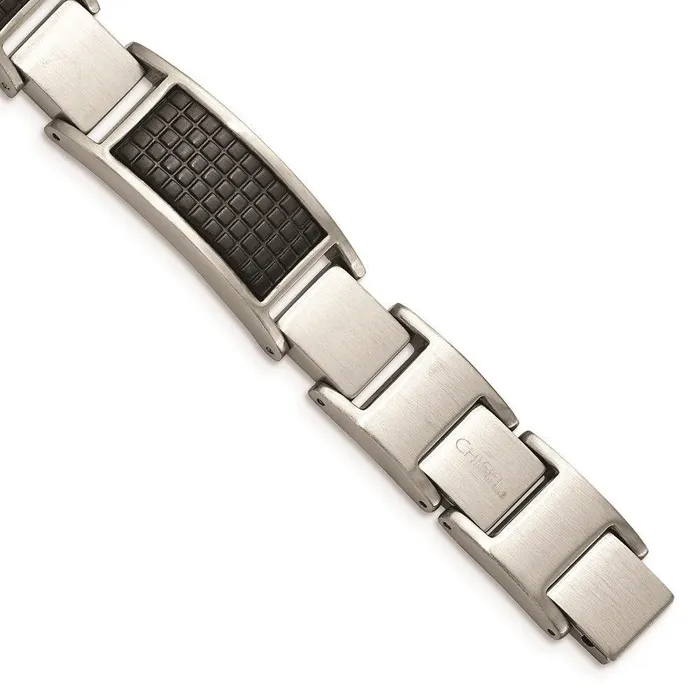 Bracelets Chisel Stainless Steel Brushed Black IP Textured Link w50in ext Bracelet Bracelets Chisel Stainless Steel Brushed Black IP Textured Link w50in ext Bracelet
