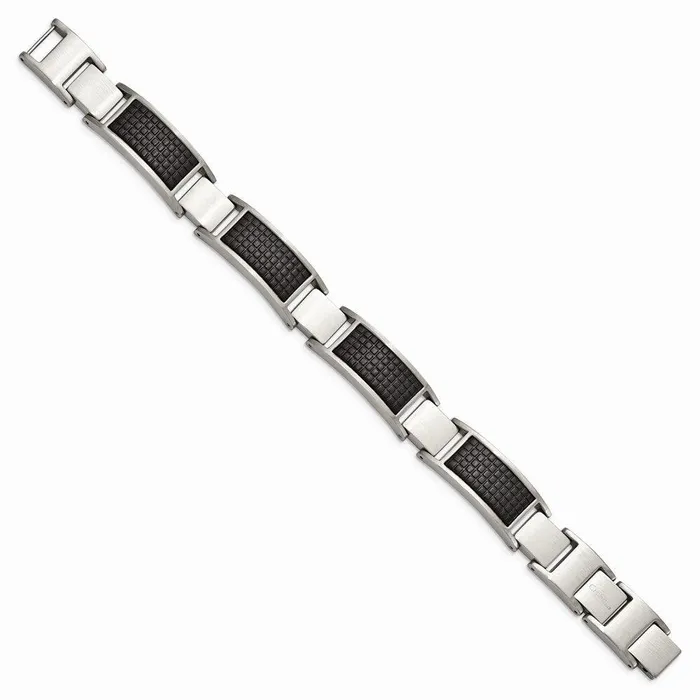 Bracelets Chisel Stainless Steel Brushed Black IP Textured Link w50in ext Bracelet Bracelets Chisel Stainless Steel Brushed Black IP Textured Link w50in ext Bracelet