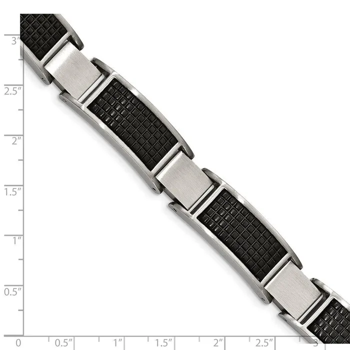 Bracelets Chisel Stainless Steel Brushed Black IP Textured Link w50in ext Bracelet Bracelets Chisel Stainless Steel Brushed Black IP Textured Link w50in ext Bracelet