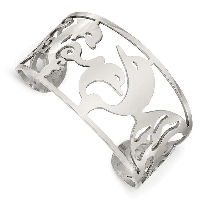Bracelets Chisel Stainless Steel Dolphins Cuff Bangle