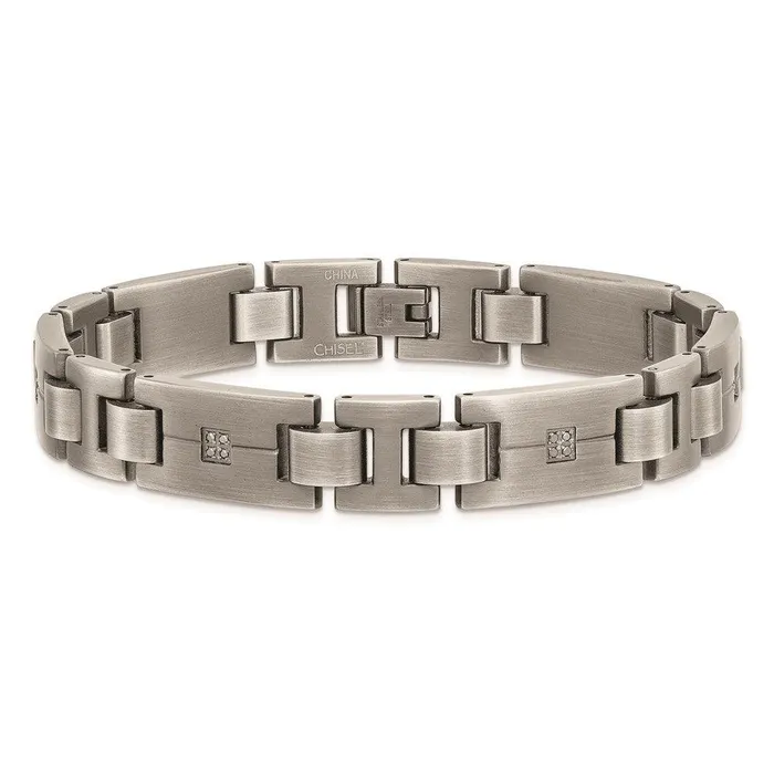 Bracelets Chisel Stainless Steel MatteAntiqued 110cttw Black Diamond Bracelet Bracelets Chisel Stainless Steel MatteAntiqued 110cttw Black Diamond Bracelet