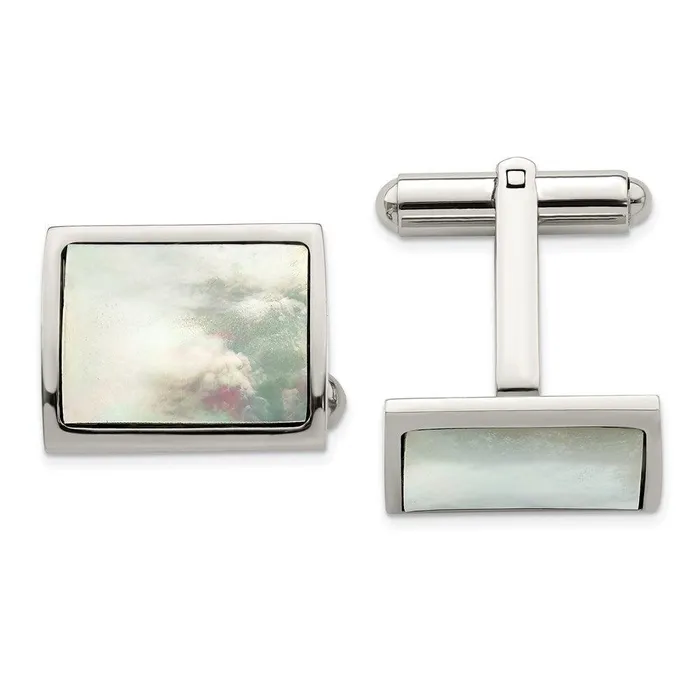 Bracelets Chisel Stainless Steel Polished Mother Of Pearl Cufflinks