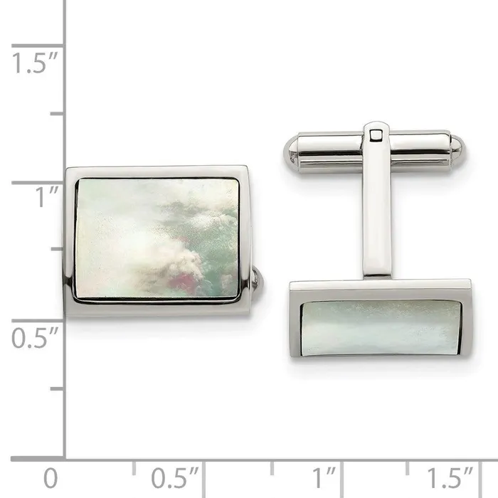 Bracelets Chisel Stainless Steel Polished Mother Of Pearl Cufflinks Bracelets Chisel Stainless Steel Polished Mother Of Pearl Cufflinks