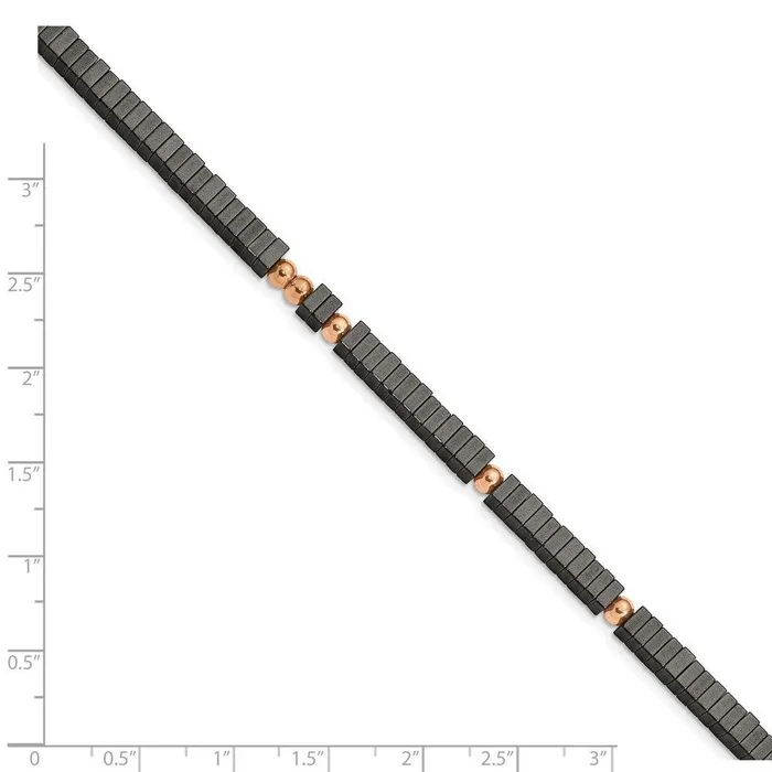 Bracelets Chisel Stainless Steel Polished Rose IP wHematite 7in w125in ext Bracelet Bracelets Chisel Stainless Steel Polished Rose IP wHematite 7in w125in ext Bracelet