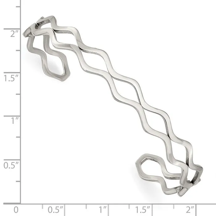 Bracelets Chisel Stainless Steel Polished Wavy Cuff Bangle Bracelets Chisel Stainless Steel Polished Wavy Cuff Bangle