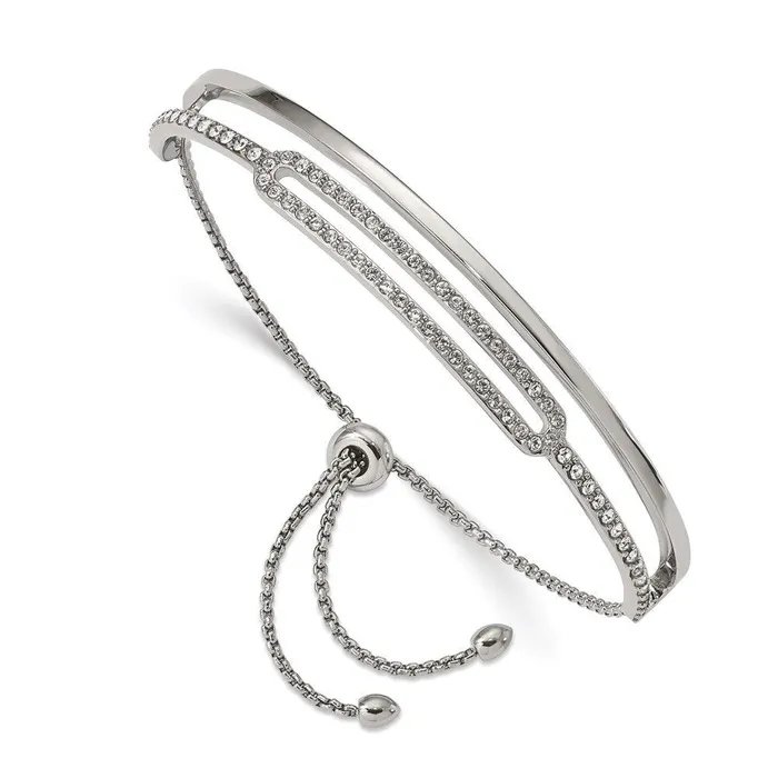 Bracelets Chisel Stainless Steel Polished with Crystals from Swarovski Adjustable Bangle Bracelets Chisel Stainless Steel Polished with Crystals from Swarovski Adjustable Bangle
