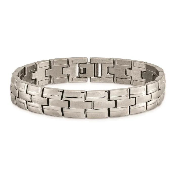 Bracelets Chisel Titanium Brushed and Polished wSyn Germanium 85in Link Bracelet Bracelets Chisel Titanium Brushed and Polished wSyn Germanium 85in Link Bracelet