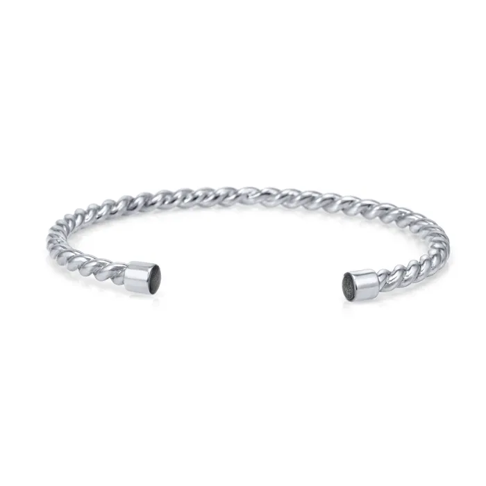 Bracelets closebymejewelry Cable Cuff Cremation Bracelet in 14K White Gold Bracelets closebymejewelry Cable Cuff Cremation Bracelet in 14K White Gold