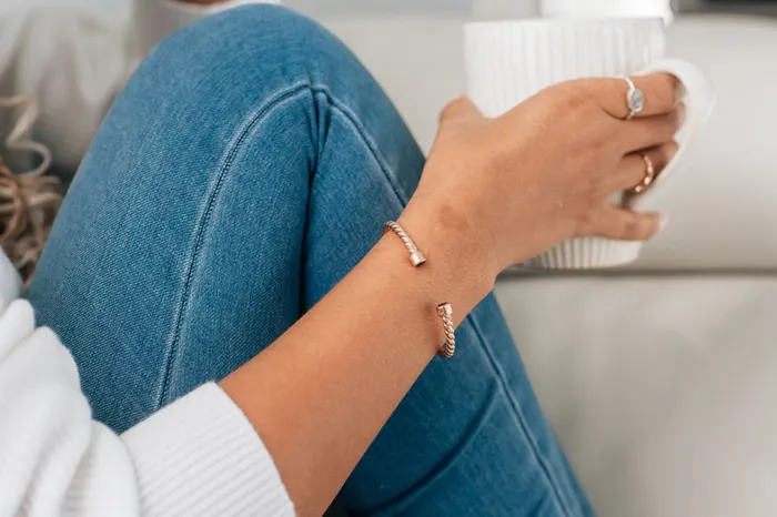 Bracelets closebymejewelry Cable Cuff Cremation Bracelet in 14K White Gold