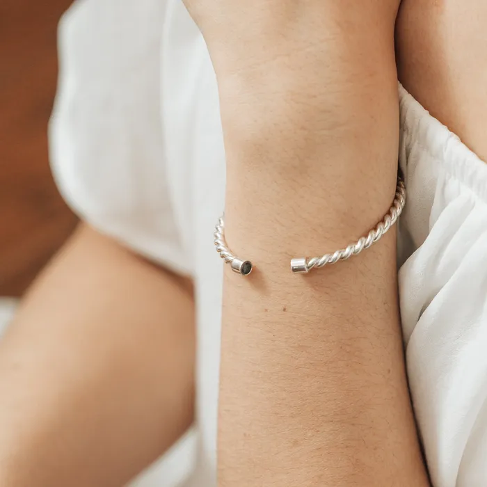Bracelets closebymejewelry Cable Cuff Cremation Bracelet in 14K White Gold