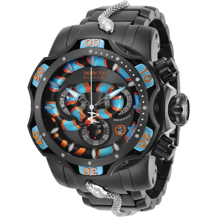 Bracelets Invicta Invicta Mens Chrono Watch Reserve Venom TT Black and Silver Tone Bracelet 32038 Bracelets Invicta Invicta Mens Chrono Watch Reserve Venom TT Black and Silver Tone Bracelet 32038