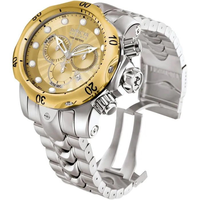 Bracelets Invicta Invicta Mens Chrono Watch Venom Gold Dial Silver Stainless Steel bracelet 10790 Bracelets Invicta Invicta Mens Chrono Watch Venom Gold Dial Silver Stainless Steel bracelet 10790