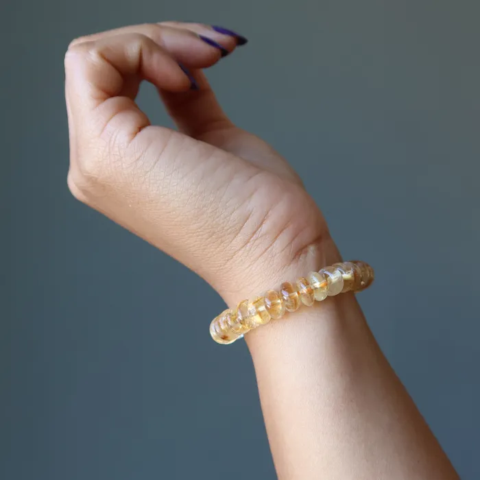 Bracelets Satin Crystals Citrine Bracelet Honeysuckle Abundance Crystal
