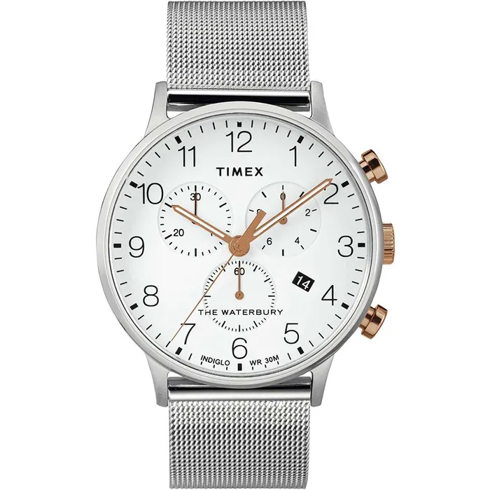 Bracelets Timex Timex Mens Chronograph Watch Waterbury White Dial Mesh Bracelet TW2T36700VQ Bracelets Timex Timex Mens Chronograph Watch Waterbury White Dial Mesh Bracelet TW2T36700VQ