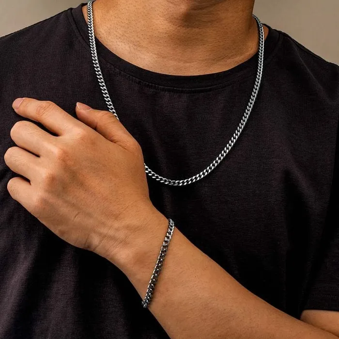 Bracelets VVS Jewelry 5MM Stainless Steel Miami Cuban Chain FREE bracelet
