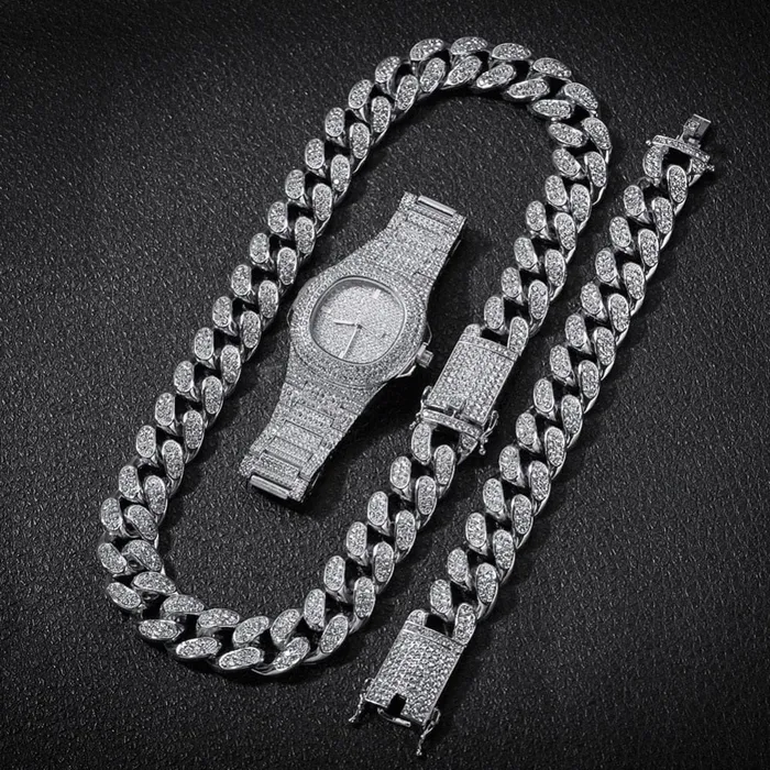 Bracelets VVS Jewelry Cuban Chain Cuban Bracelet Free OG Bust Down Watch VVS Jewelry