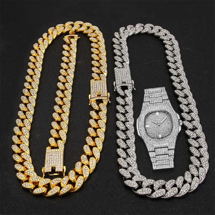 Bracelets VVS Jewelry Cuban Chain Cuban Bracelet Free OG Bust Down Watch VVS Jewelry