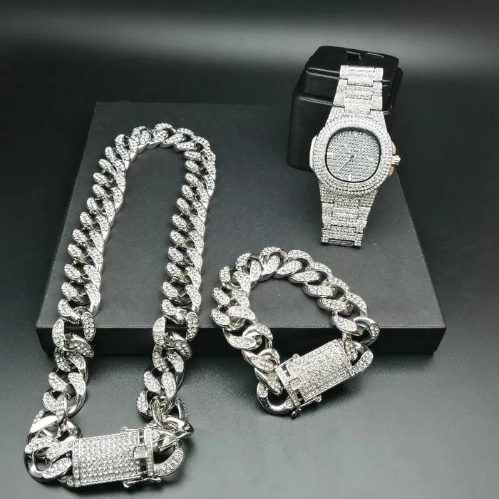 Bracelets VVS Jewelry Cuban Chain Cuban Bracelet Free OG Bust Down Watch VVS Jewelry