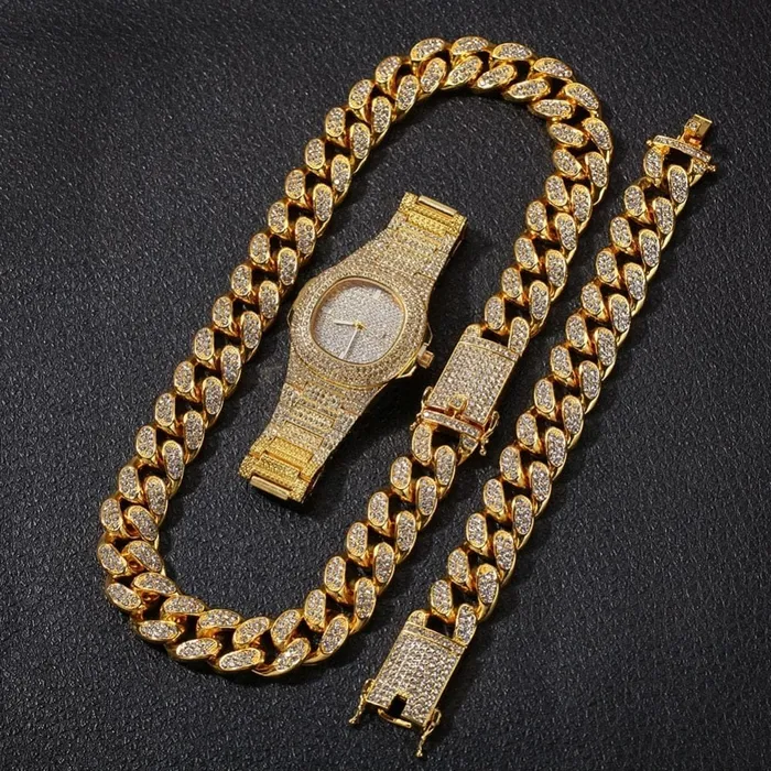 Bracelets VVS Jewelry Cuban Chain Cuban Bracelet Free OG Bust Down Watch VVS Jewelry