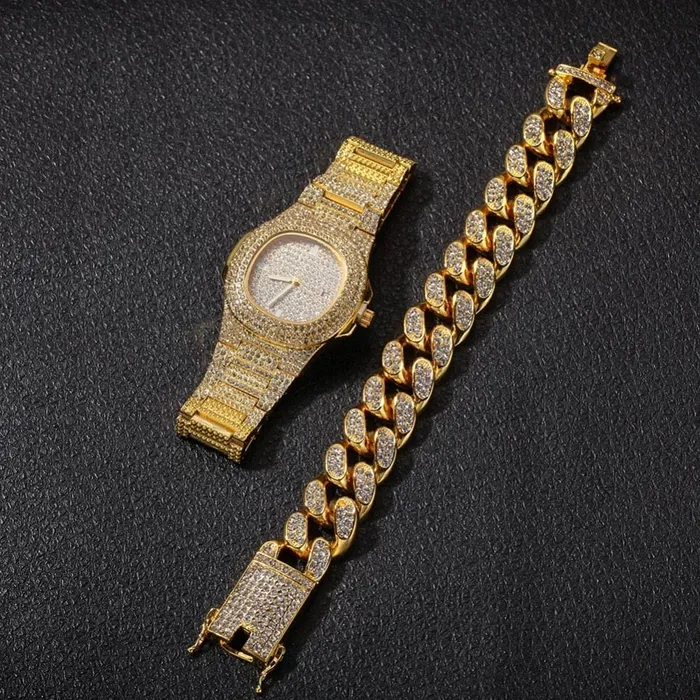 Bracelets VVS Jewelry Cuban Chain Cuban Bracelet Free OG Bust Down Watch VVS Jewelry