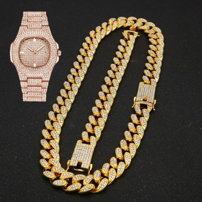 Bracelets VVS Jewelry Cuban Chain Cuban Bracelet Free OG Bust Down Watch VVS Jewelry