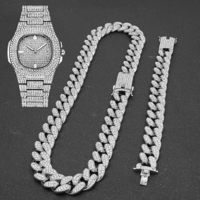 Bracelets VVS Jewelry Cuban Chain Cuban Bracelet Free OG Bust Down Watch VVS Jewelry