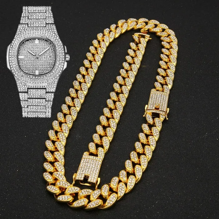 Bracelets VVS Jewelry Cuban Chain Cuban Bracelet Free OG Bust Down Watch VVS Jewelry