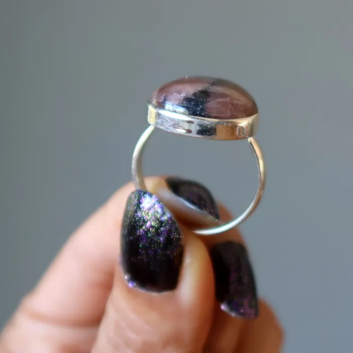 Chiastolite Ring Cross Path Sterling Silver Size 85 Satin Crystals Rings