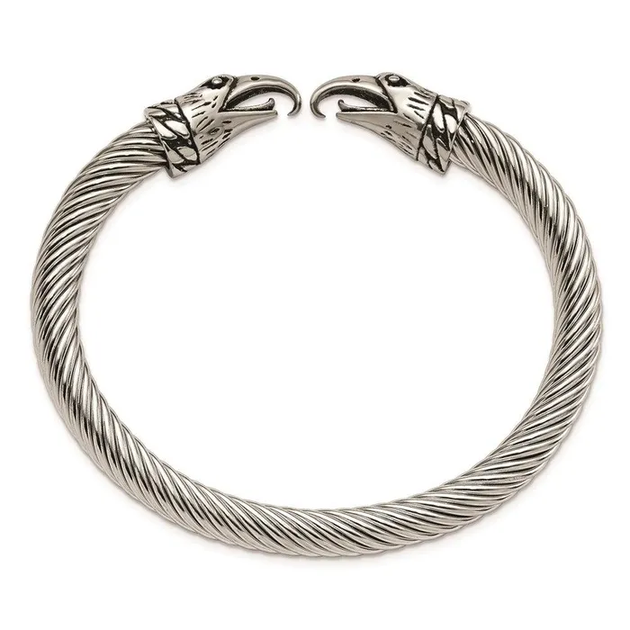 Chisel Bracelets Stainless Steel Antiqued and Polished Eagle Cuff Bangle Chisel Bracelets Stainless Steel Antiqued and Polished Eagle Cuff Bangle