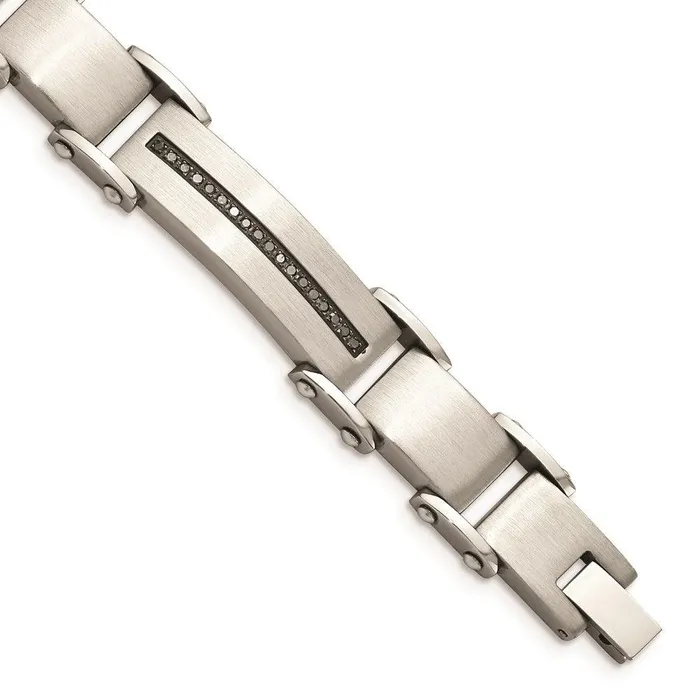 Chisel Bracelets Stainless Steel Black Diamonds Brushed Polished 85in Bracelet Chisel Bracelets Stainless Steel Black Diamonds Brushed Polished 85in Bracelet