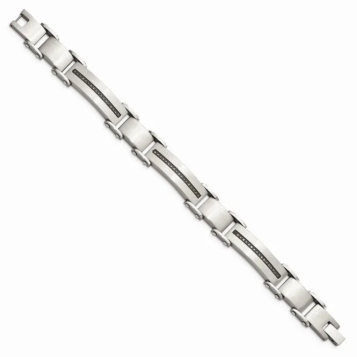 Chisel Bracelets Stainless Steel Black Diamonds Brushed Polished 85in Bracelet Chisel Bracelets Stainless Steel Black Diamonds Brushed Polished 85in Bracelet