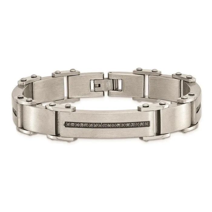 Chisel Bracelets Stainless Steel Black Diamonds Brushed Polished 85in Bracelet Chisel Bracelets Stainless Steel Black Diamonds Brushed Polished 85in Bracelet