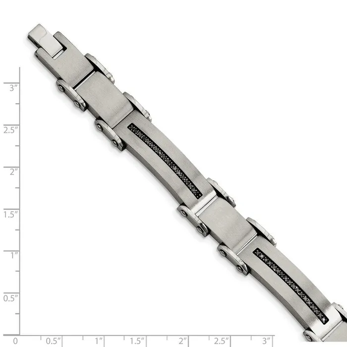 Chisel Bracelets Stainless Steel Black Diamonds Brushed Polished 85in Bracelet Chisel Bracelets Stainless Steel Black Diamonds Brushed Polished 85in Bracelet