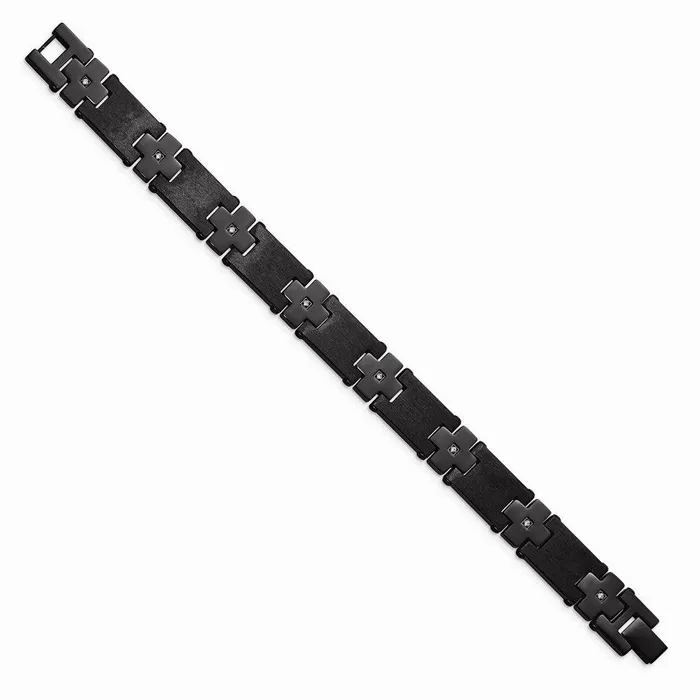 Chisel Bracelets Stainless Steel BrushedPolished Black IPplated wCZ 8in Bracelet Chisel Bracelets Stainless Steel BrushedPolished Black IPplated wCZ 8in Bracelet
