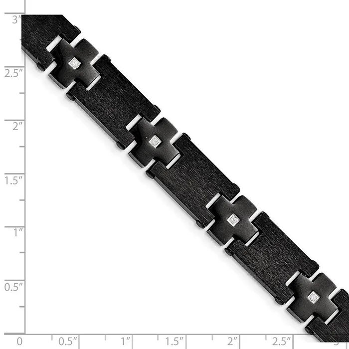 Chisel Bracelets Stainless Steel BrushedPolished Black IPplated wCZ 8in Bracelet Chisel Bracelets Stainless Steel BrushedPolished Black IPplated wCZ 8in Bracelet