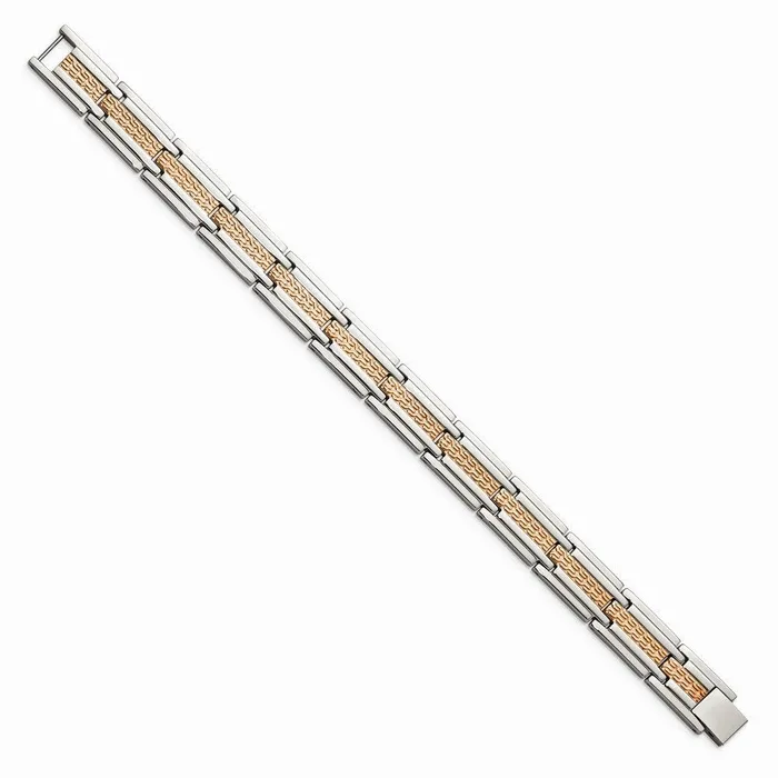 Chisel Bracelets Stainless Steel Polished and Textured Rose Goldplated 85 inch Bracelet Chisel Bracelets Stainless Steel Polished and Textured Rose Goldplated 85 inch Bracelet