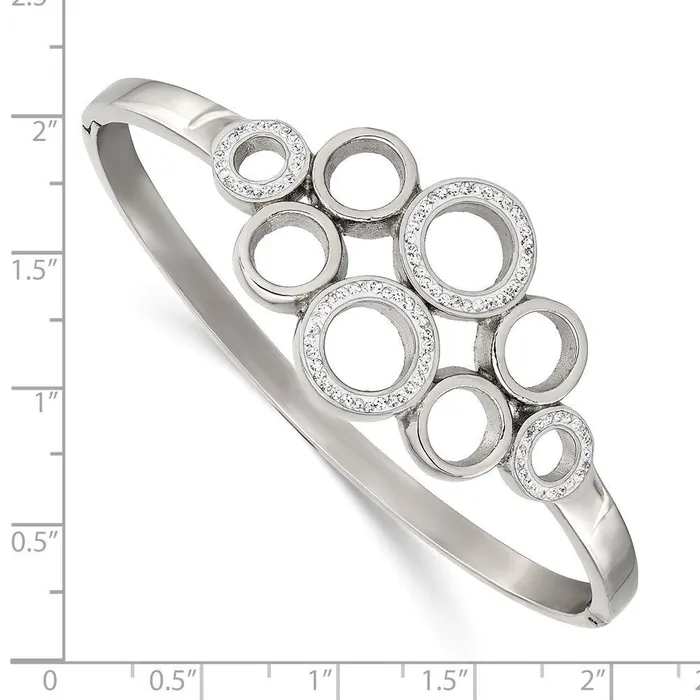 Chisel Bracelets Stainless Steel Polished with Preciosa Crystal Hinged Bangle Chisel Bracelets Stainless Steel Polished with Preciosa Crystal Hinged Bangle