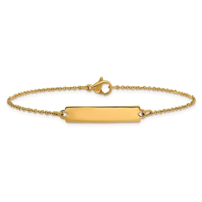 Chisel Bracelets Stainless Steel Polished Yellow IPplated 7in Small ID Bracelet Chisel Bracelets Stainless Steel Polished Yellow IPplated 7in Small ID Bracelet