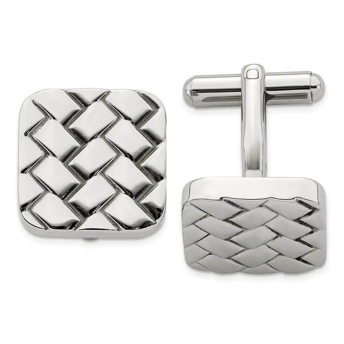 Chisel Bracelets Stainless Steel Weave Design Cufflinks