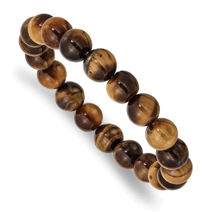 Chisel Bracelets Yellow Tigers Eye Agate Beaded Stretch Bracelet