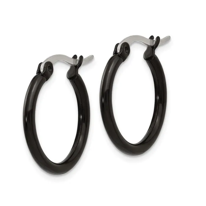 Chisel Earrings Stainless Steel Black IP plated 19mm Hoop Earrings Chisel Earrings Stainless Steel Black IP plated 19mm Hoop Earrings