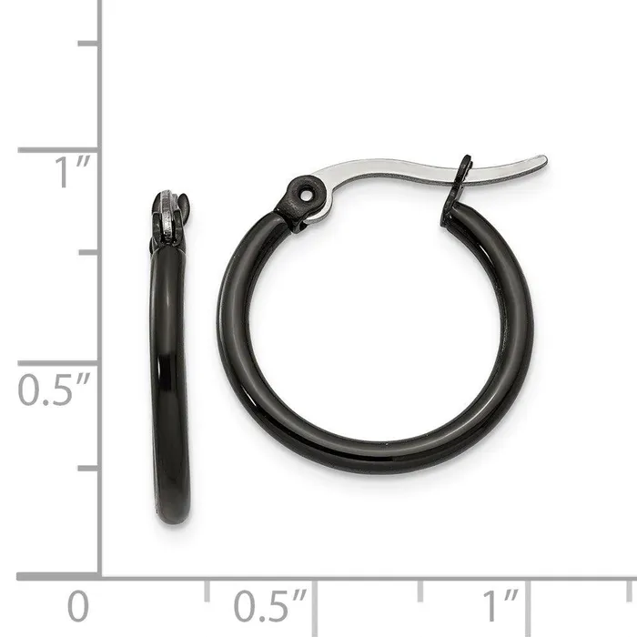 Chisel Earrings Stainless Steel Black IP plated 19mm Hoop Earrings Chisel Earrings Stainless Steel Black IP plated 19mm Hoop Earrings