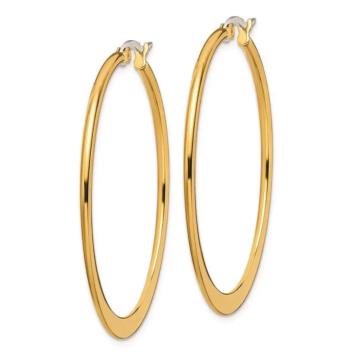 Chisel Earrings Stainless Steel Gold IP plated Tapered 43mm Hoop Earrings Chisel Earrings Stainless Steel Gold IP plated Tapered 43mm Hoop Earrings