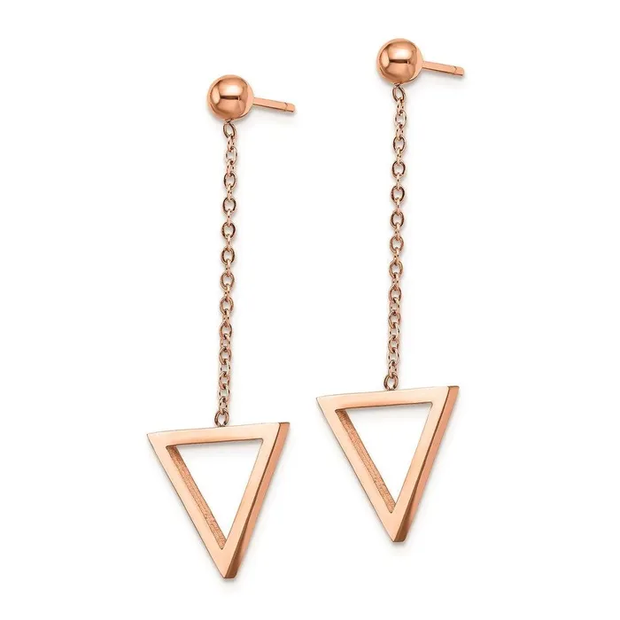 Chisel Earrings Stainless Steel Polished Rose IPplated Triangle Post Dangle Earrings Chisel Earrings Stainless Steel Polished Rose IPplated Triangle Post Dangle Earrings