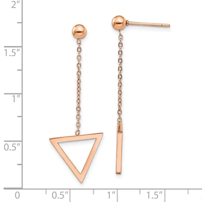 Chisel Earrings Stainless Steel Polished Rose IPplated Triangle Post Dangle Earrings Chisel Earrings Stainless Steel Polished Rose IPplated Triangle Post Dangle Earrings