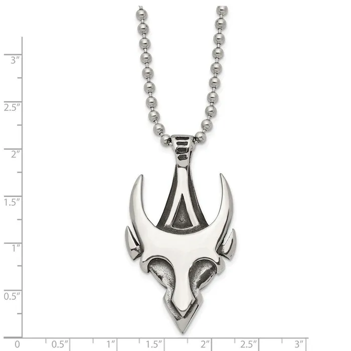 Chisel Necklaces Stainless Steel Antiqued Polished Skull 22in Necklace Chisel Necklaces Stainless Steel Antiqued Polished Skull 22in Necklace