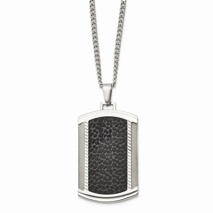 Chisel Necklaces Stainless Steel Brushed and Polished Black IPplated Dogtag Necklace Chisel Necklaces Stainless Steel Brushed and Polished Black IPplated Dogtag Necklace