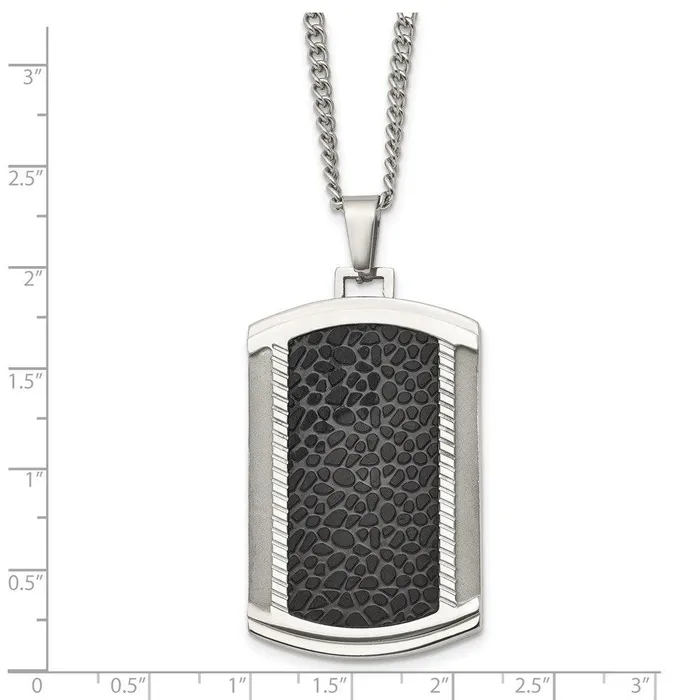 Chisel Necklaces Stainless Steel Brushed and Polished Black IPplated Dogtag Necklace Chisel Necklaces Stainless Steel Brushed and Polished Black IPplated Dogtag Necklace