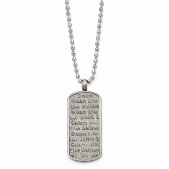 Chisel Necklaces Stainless Steel MatteAntiqued LiveDreamBelieve Necklace Chisel Necklaces Stainless Steel MatteAntiqued LiveDreamBelieve Necklace