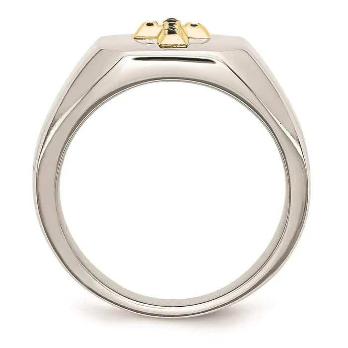 Chisel Rings Stainless Steel 14k w Sapphire Cross Ring Chisel Rings Stainless Steel 14k w Sapphire Cross Ring